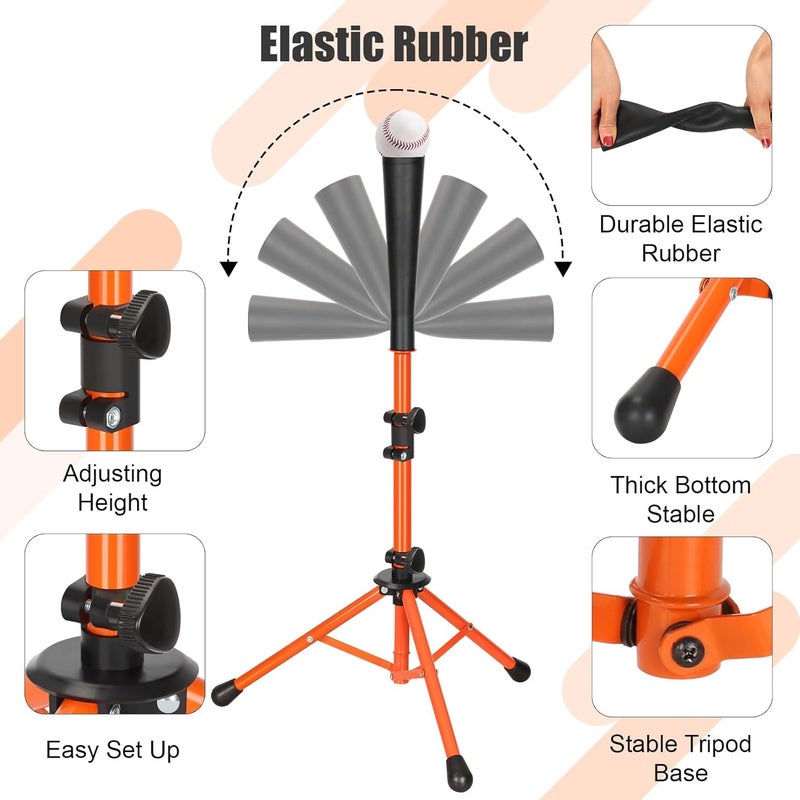 Storgem Baseball Tee,Portable Tripod Batting Tee,Softball Tee for Batting Practice,Hitting Tee Easy Adjustable Height,with Bag - Image 3